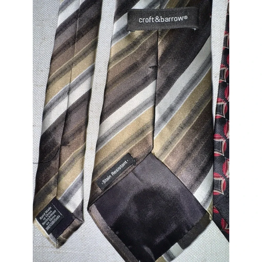 Men's Neck Tie‎ NeckTie LOT of 5 Silk Calvin Klein Croft & Barrow Stripes